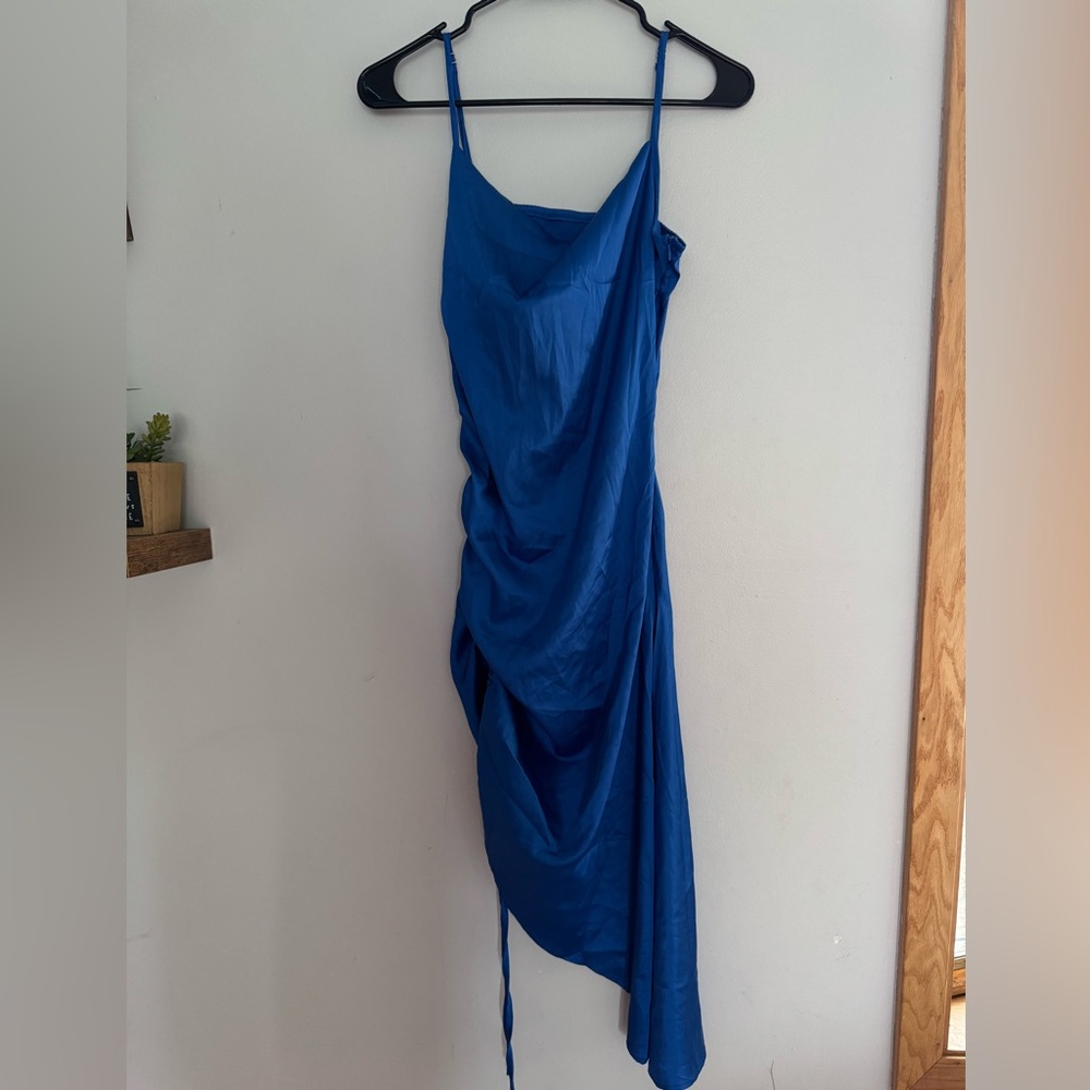 Elegant Blue Draped Dress